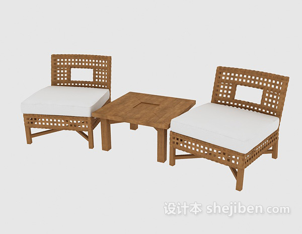 免费单人实木沙发椅3d模型下载