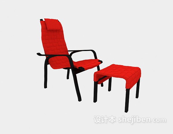 红色休闲椅凳3d模型下载