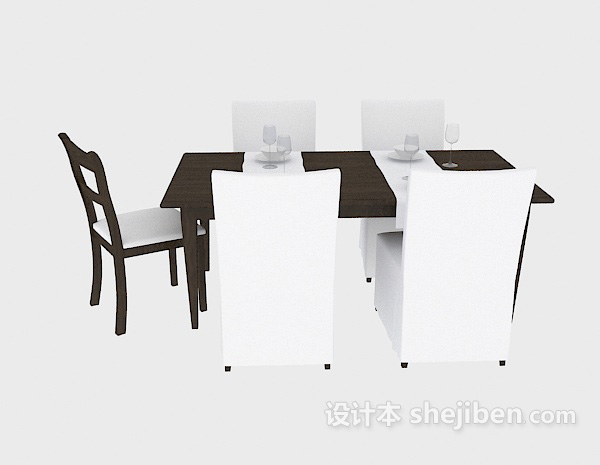 东南亚风格家居多人餐桌3d模型下载