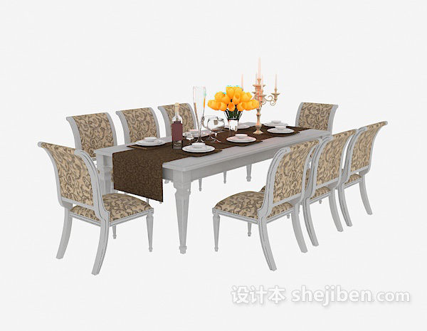 欧式风格欧式豪华餐桌3d模型下载