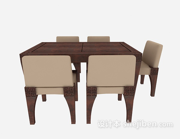 传统中式桌椅组合3d模型下载