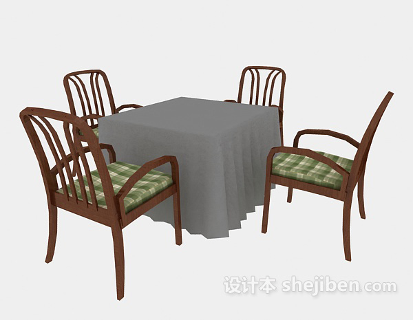 免费家庭餐桌椅3d模型下载