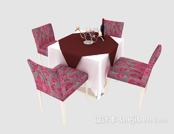 地中海风格餐馆餐桌椅3d模型下载