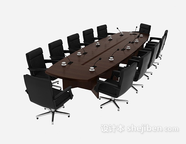 现代风格办公会议桌椅组合3d模型下载