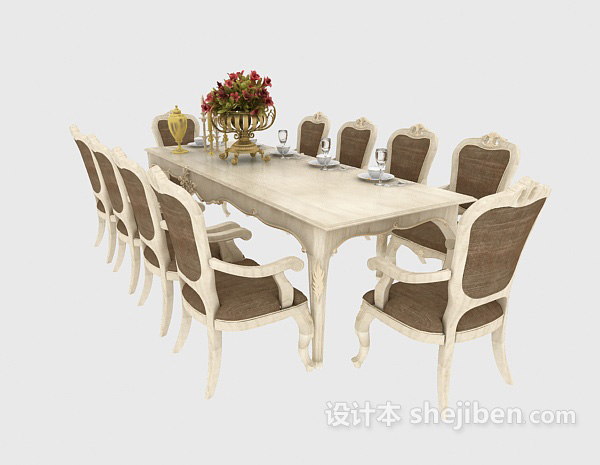 时尚欧式餐桌椅3d模型下载