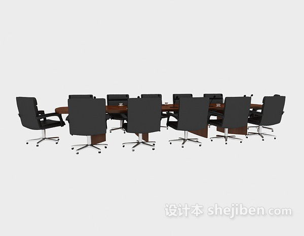 现代风格办公会议实木桌椅3d模型下载