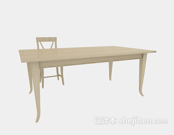 免费实木书桌椅3d模型下载