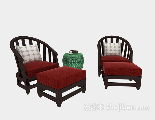 免费新中式休闲椅凳3d模型下载