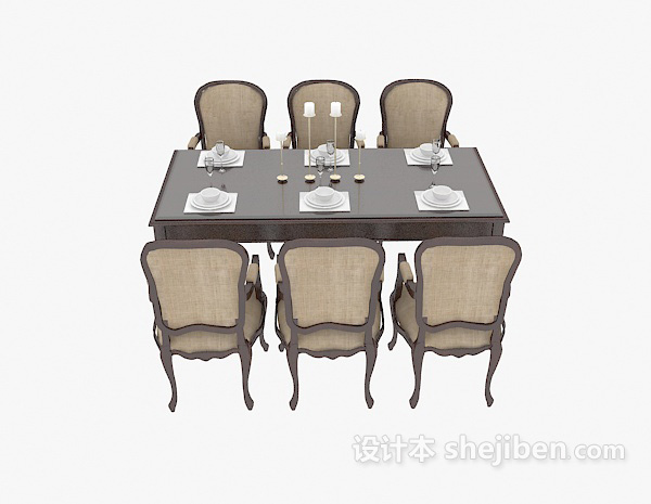 欧式风格欧式家居餐桌餐椅3d模型下载