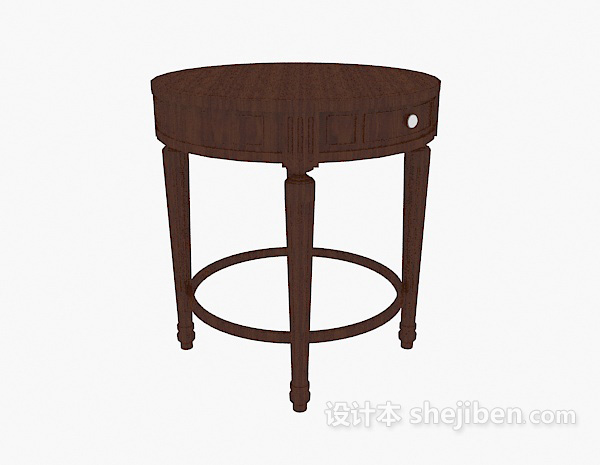 棕色实木边桌3d模型下载