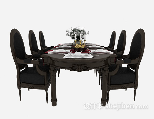 欧式风格精美欧式桌椅3d模型下载