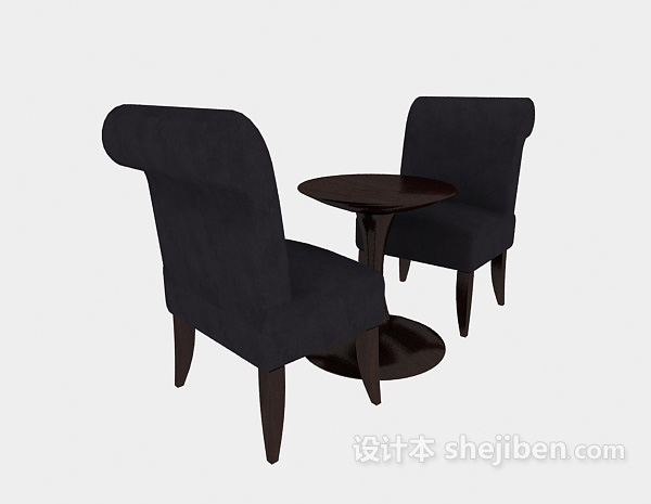 两人茶桌椅组合3d模型下载