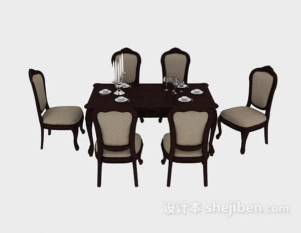 欧式风格简约欧式餐桌3d模型下载