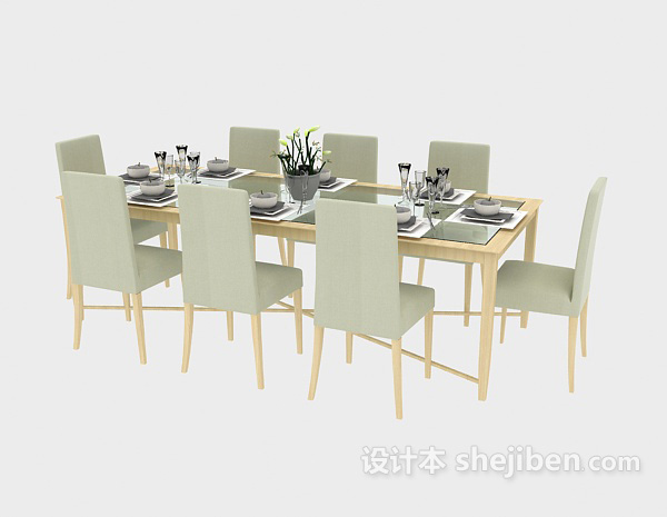 田园风格简约地中海桌椅组合3d模型下载