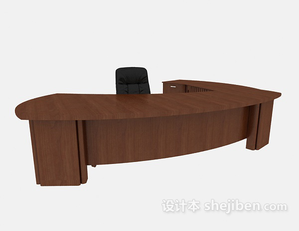 免费现代棕色办公桌3d模型下载