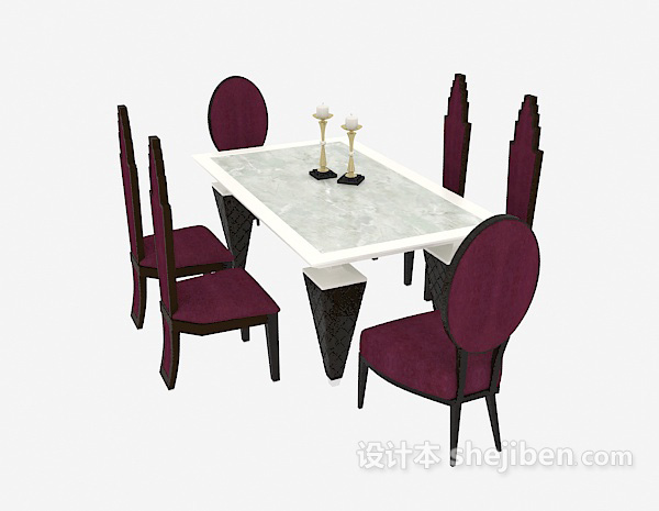 免费餐厅实木桌椅组合3d模型下载