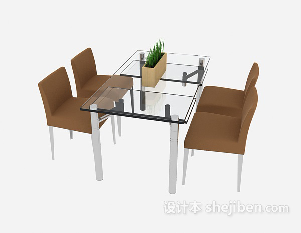 免费简约时尚餐桌餐椅3d模型下载