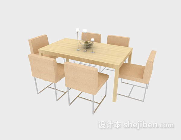 田园风格田园清新餐桌椅3d模型下载
