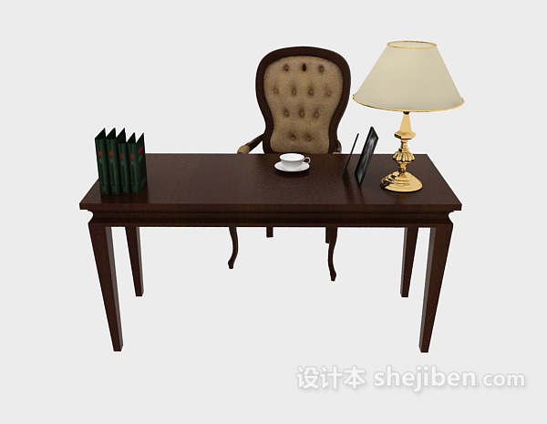 免费欧式风格书桌椅3d模型下载