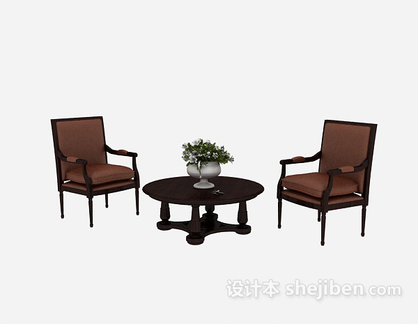 东南亚风格时尚简约桌椅组合3d模型下载
