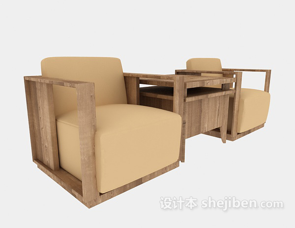 中式风格单人沙发3d模型下载