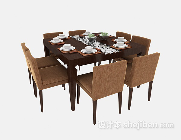 东南亚风格家居简约风格餐桌3d模型下载