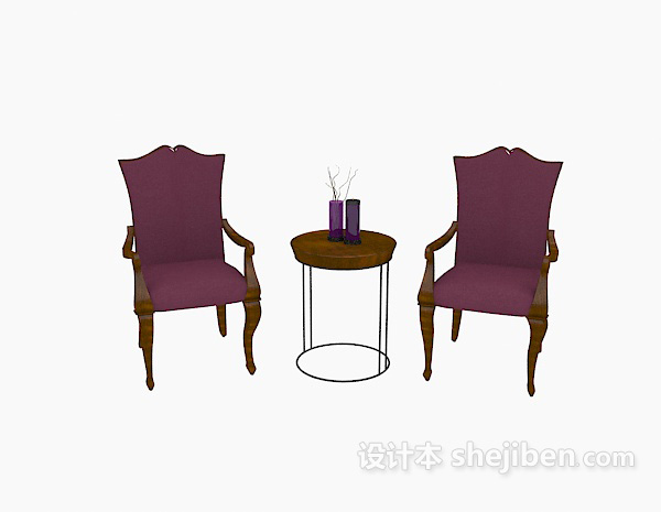 地中海风格休闲椅、边桌组合3d模型下载