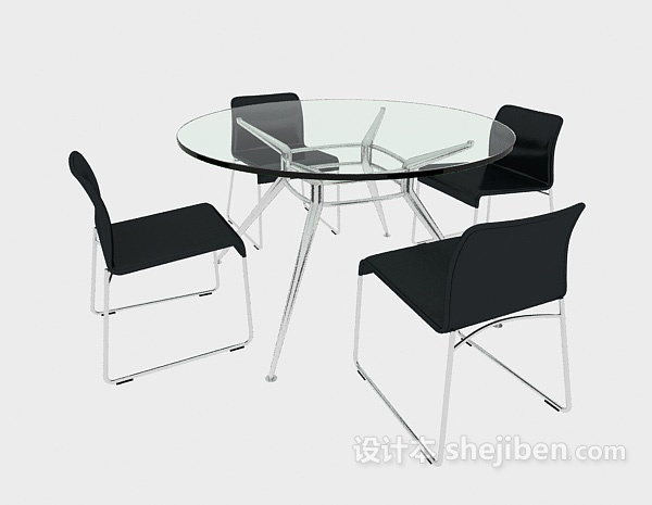 现代风格简约玻璃餐桌3d模型下载