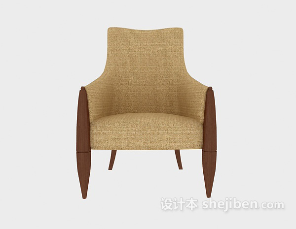 其它美式棕色单人沙发3d模型下载