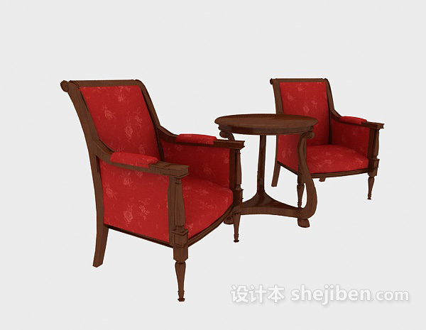 美式精致单人沙发椅3d模型下载