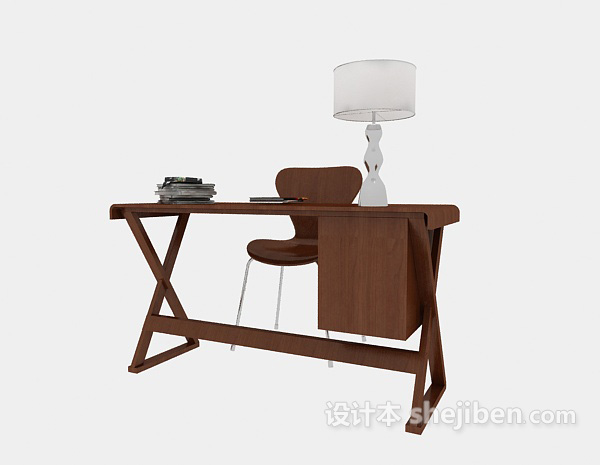 现代风格简约个人家居书桌3d模型下载