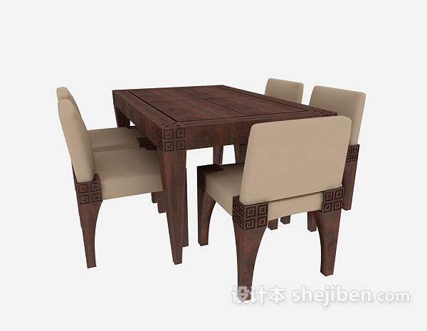 中式风格传统中式桌椅组合3d模型下载
