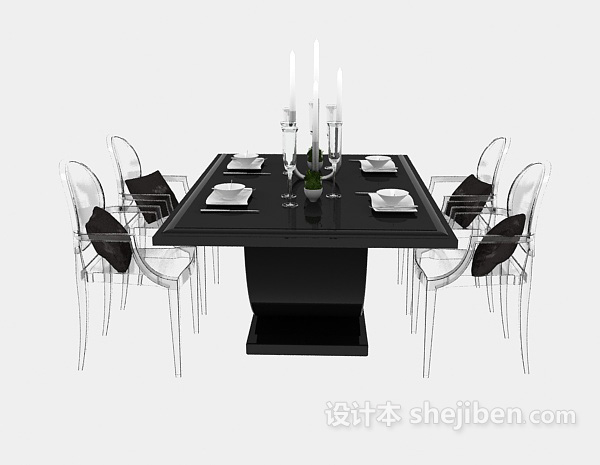 现代风格简约时尚餐桌3d模型下载