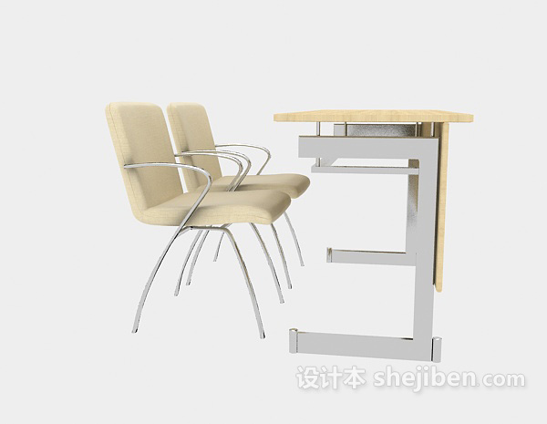 应聘面试桌椅组合3d模型下载