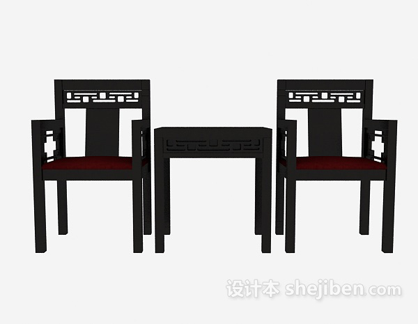 中式风格中式扶手椅3d模型下载