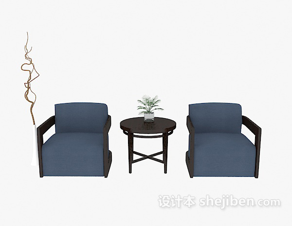 中式风格中式单人沙发3d模型下载