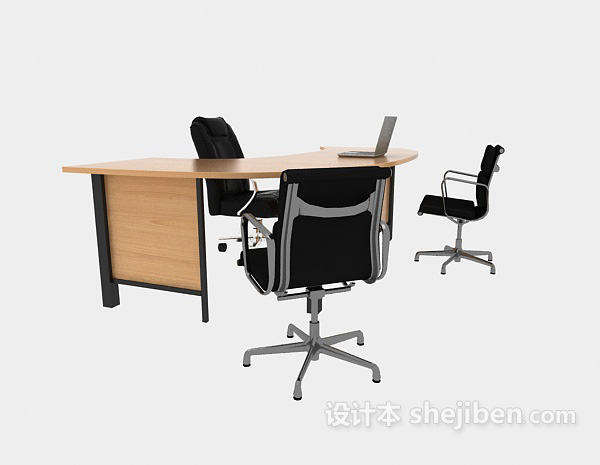 现代风格现代实木办公桌椅3d模型下载