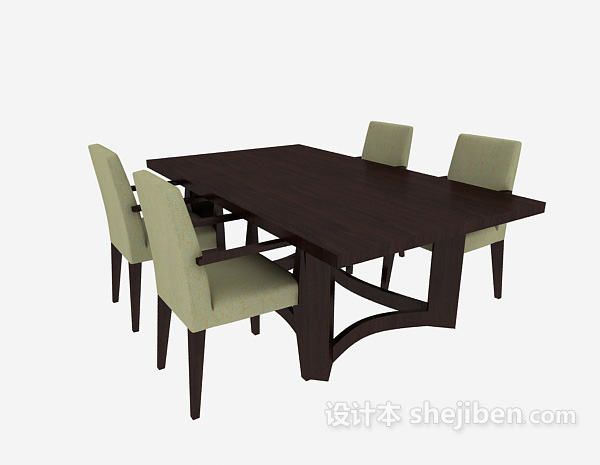 简约美式桌椅组合3d模型下载