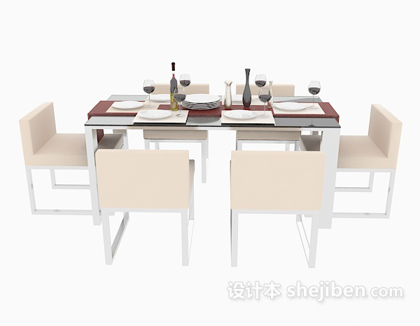 现代风格现代风格家庭餐桌3d模型下载