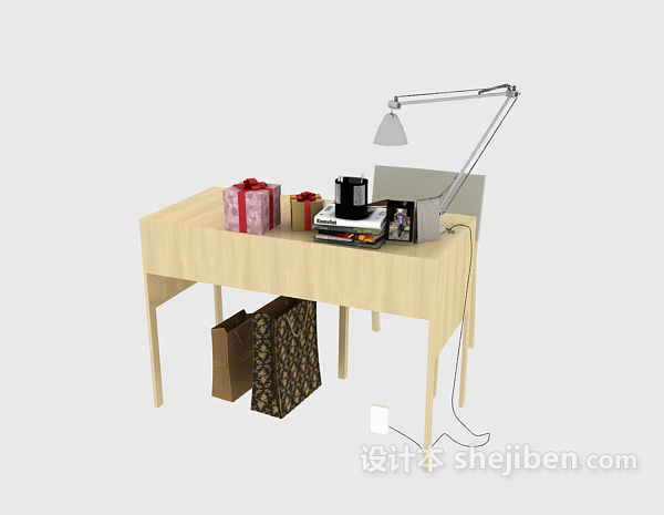 现代风格实木简约个人书桌3d模型下载