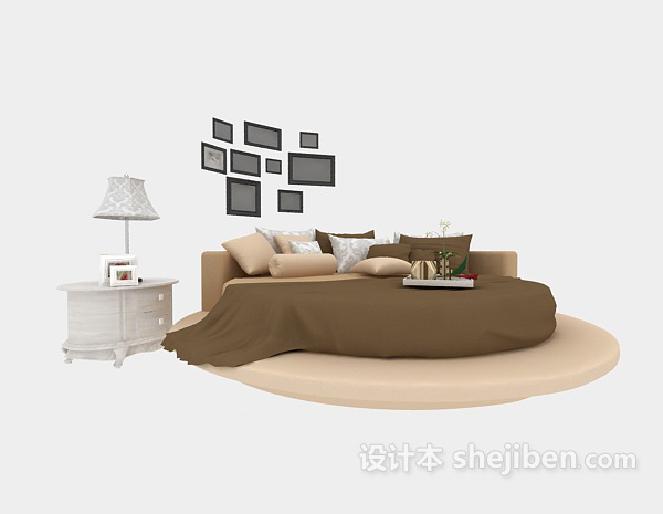 现代风格现代风格创意圆形床3d模型下载