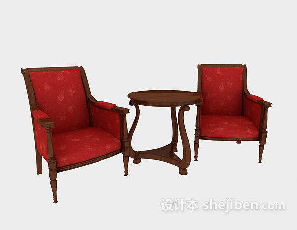 免费美式精致单人沙发椅3d模型下载