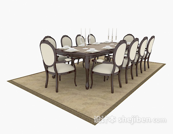 免费欧式精致餐桌3d模型下载