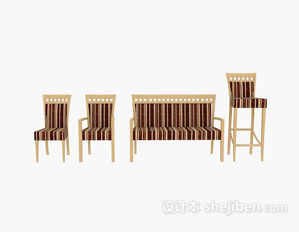 地中海风格条纹家居椅集合3d模型下载