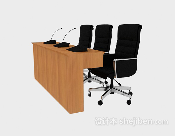 公司会议桌椅组合3d模型下载