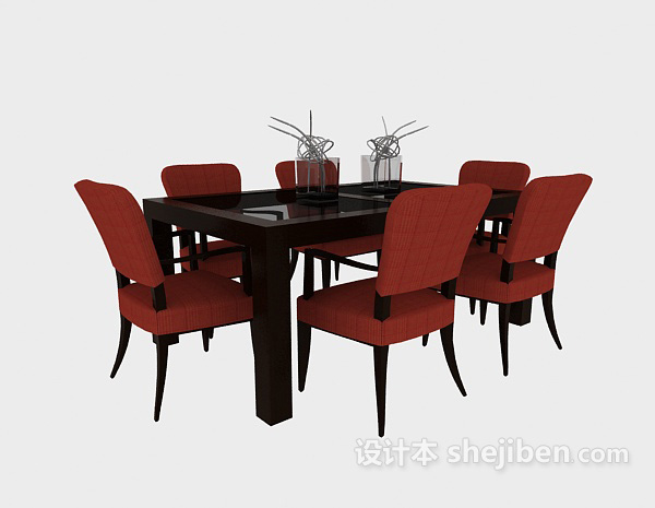 简约时尚木质桌椅3d模型下载