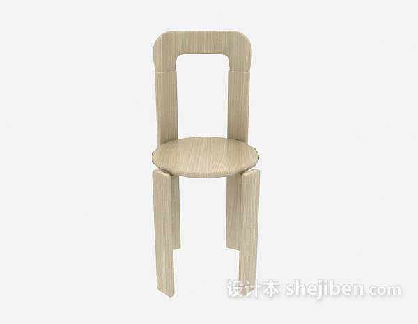 田园风格原木餐椅3d模型下载