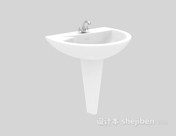 现代风格陶瓷白色洗手池3d模型下载
