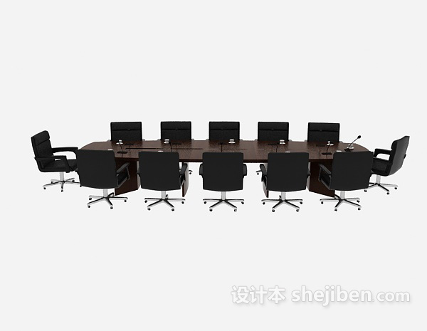 办公会议桌椅组合3d模型下载