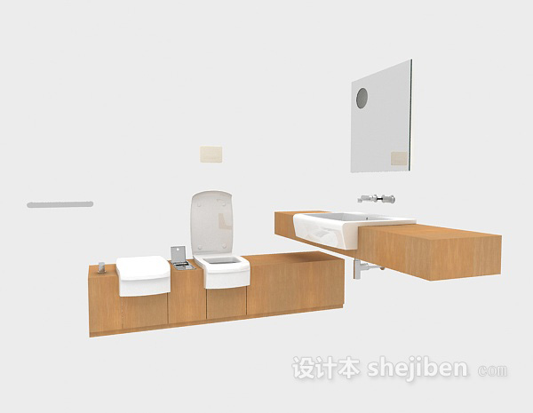 免费浴室柜整体组合3d模型下载